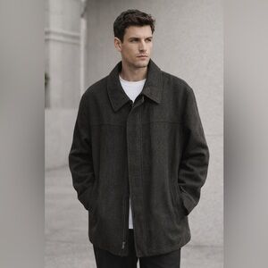 Alfani Dark Charcoal Zip-Front Trench Men’s Coat #shell #wool